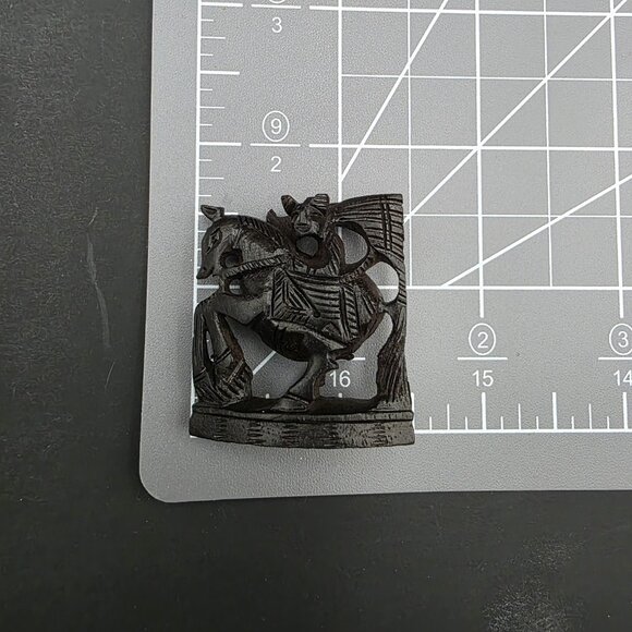 Chess Set Sandalwood Ebony Carved Wood Handmade Indian Mythology Sculpture VTG‎ - Picture 12 of 16